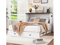 Cama articulada 140x200 cm - Com gaveta, USB e tomada - Pinho + MDF - Carga máx. 204 kg - Branco