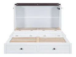 Cama articulada 140x200 cm - Com gaveta, USB e tomada - Pinho + MDF - Carga máx. 204 kg - Branco