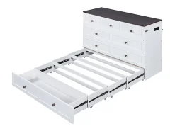 Cama articulada 140x200 cm - Com gaveta, USB e tomada - Pinho + MDF - Carga máx. 204 kg - Branco