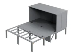 Cama articulada 140x200 cm - Com estrutura de ripas - Madeira - Carga máx. 200 kg - Cinza