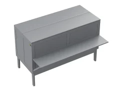 Cama articulada 140x200 cm - Com estrutura de ripas - Madeira - Carga máx. 200 kg - Cinza