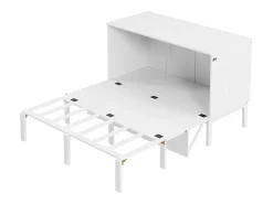 Cama articulada 140x200 cm - Com estrutura de ripas - Madeira - Carga máx. 200 kg - Branco
