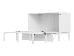 Cama articulada 140x200 cm - Com estrutura de ripas - Madeira - Carga máx. 200 kg - Branco
