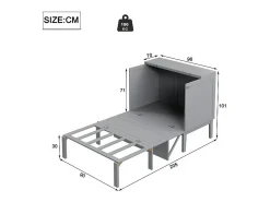 Cama articulada 90x200 cm em madeira - Com ripado - Carga máx. 150 kg - Cinza