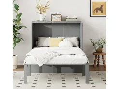 Cama articulada 90x200 cm em madeira - Com ripado - Carga máx. 150 kg - Cinza