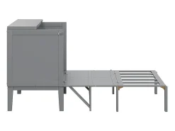 Cama articulada 90x200 cm em madeira - Com ripado - Carga máx. 150 kg - Cinza