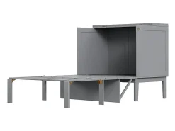 Cama articulada 90x200 cm em madeira - Com ripado - Carga máx. 150 kg - Cinza