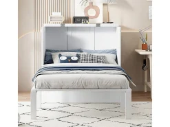 Cama articulada 90x200 cm em madeira - Com ripado - Carga máx. 150 kg - Branco