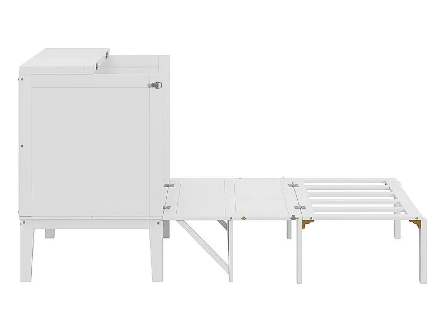 Cama articulada 90x200 cm em madeira - Com ripado - Carga máx. 150 kg - Branco