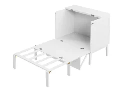 Cama articulada 90x200 cm em madeira - Com ripado - Carga máx. 150 kg - Branco