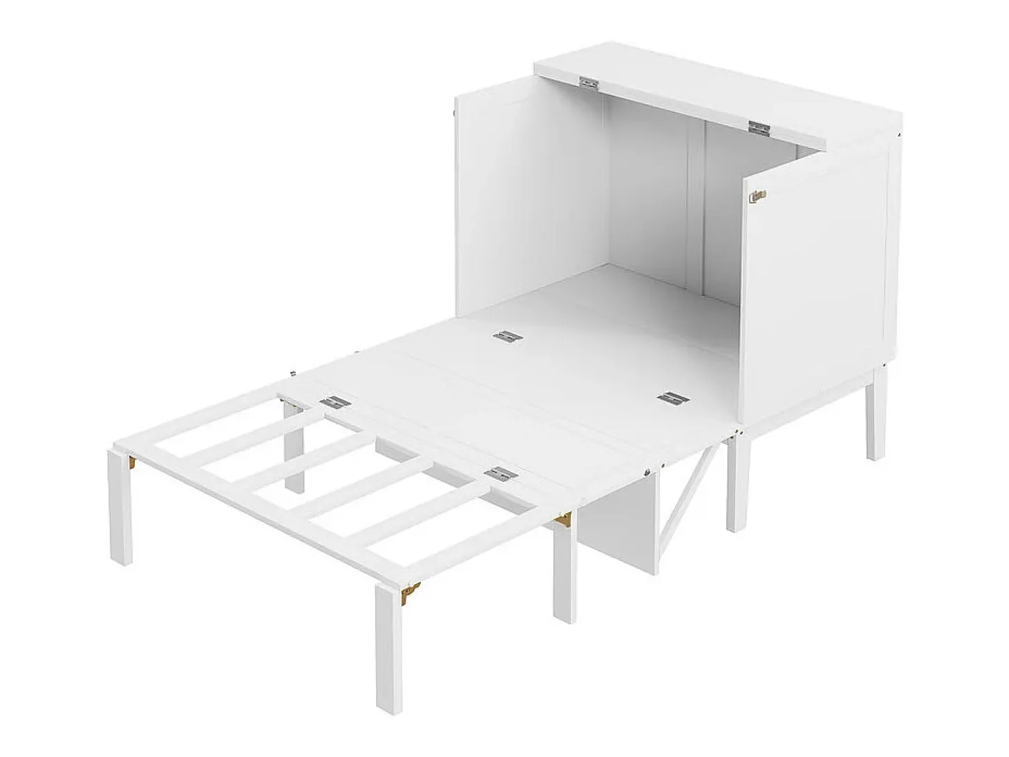 Cama articulada 90x200 cm em madeira - Com ripado - Carga máx. 150 kg - Branco