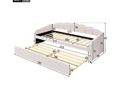 Cama auxiliar 90 x 200 cm + cama 90 x 190 cm, sofá-cama - veludo - LEDs - cor rosa (sem colchão)
