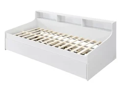 cama auxiliar 90 x 200 cm com arrumação branca - LUNOVICA