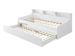 cama auxiliar 90 x 200 cm com arrumação branca - LUNOVICA