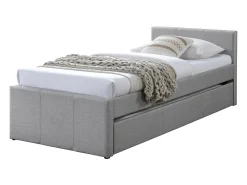 Cama auxiliar 90 x 190 cm em tecido cinza + colchão - DORITALO