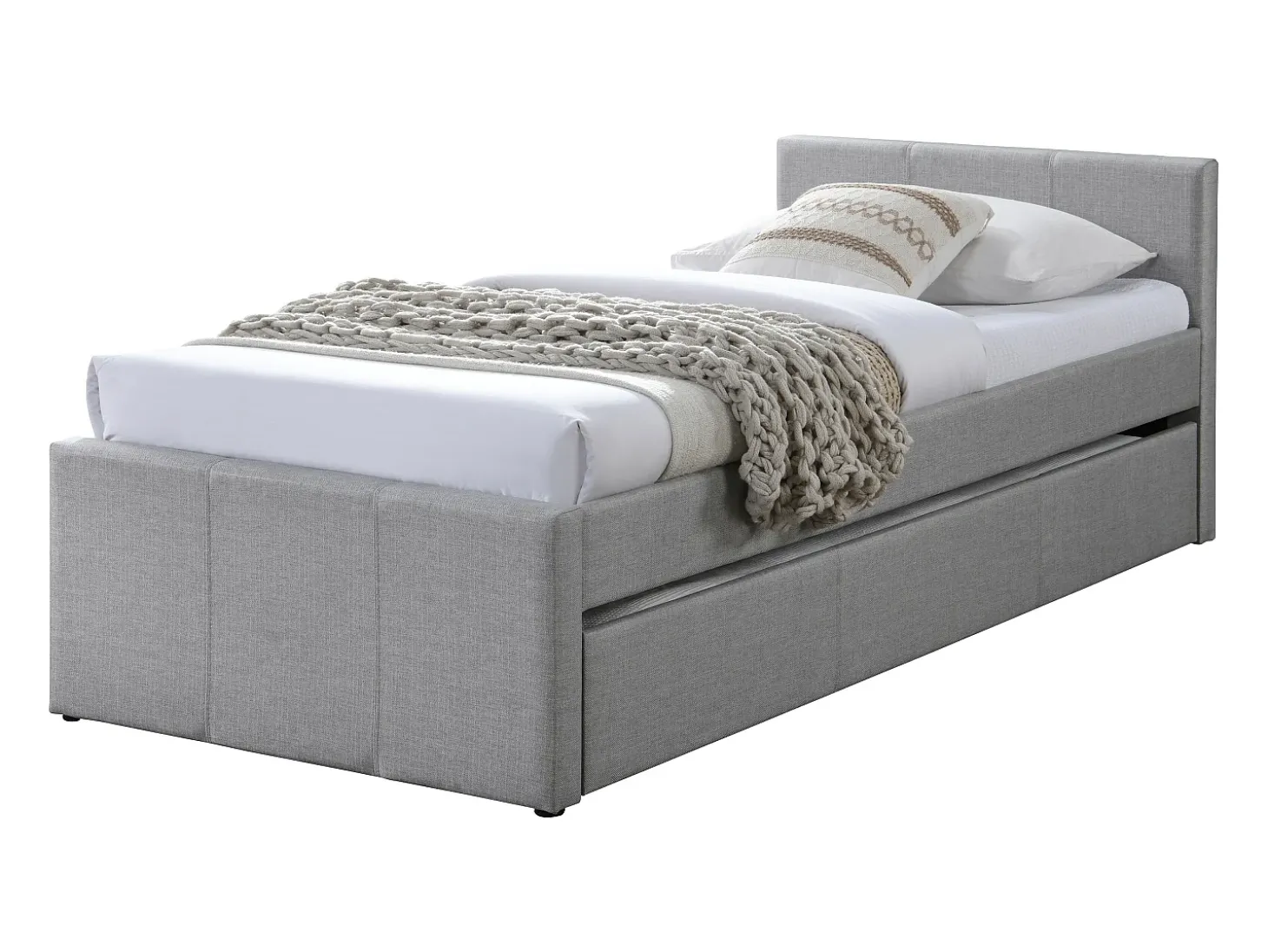 Cama auxiliar 90 x 190 cm em tecido cinza + colchão - DORITALO