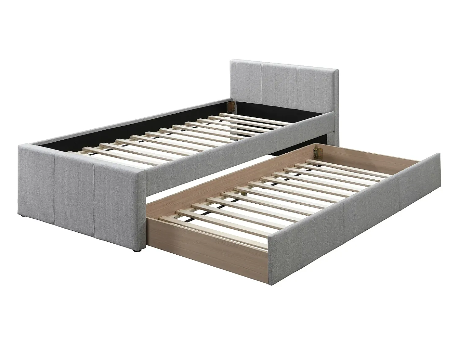 Cama auxiliar 90 x 190 cm em tecido cinza + colchão - DORITALO