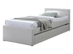 Cama auxiliar 90 x 190 cm em tecido bege + colchão - DORITALO
