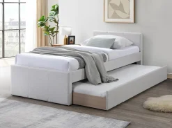 Cama auxiliar 90 x 190 cm em tecido bege - DORITALO