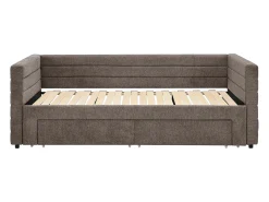 Cama auxiliar de casal (2 x 80 x 200 cm) em tecido texturizado bege + colchão - CAMITY
