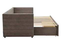 Cama auxiliar de casal (2 x 80 x 200 cm) em tecido texturizado bege + colchão - CAMITY