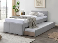 Cama auxiliar Doritalo 90 x 190 cm em tecido cinza