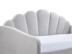 Cama auxiliar em formato de concha, 2 x 90 x 190 cm, veludo cinza claro + colchão - ELUSIA