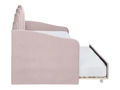 Cama auxiliar em formato de concha, 2 x 90 x 190 cm, em veludo rosa - ELUSIA