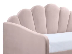 Cama auxiliar em formato de concha, 2 x 90 x 190 cm, em veludo rosa - ELUSIA