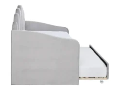 Cama auxiliar em formato de concha, 2 x 90 x 190 cm, veludo cinza claro - ELUSIA
