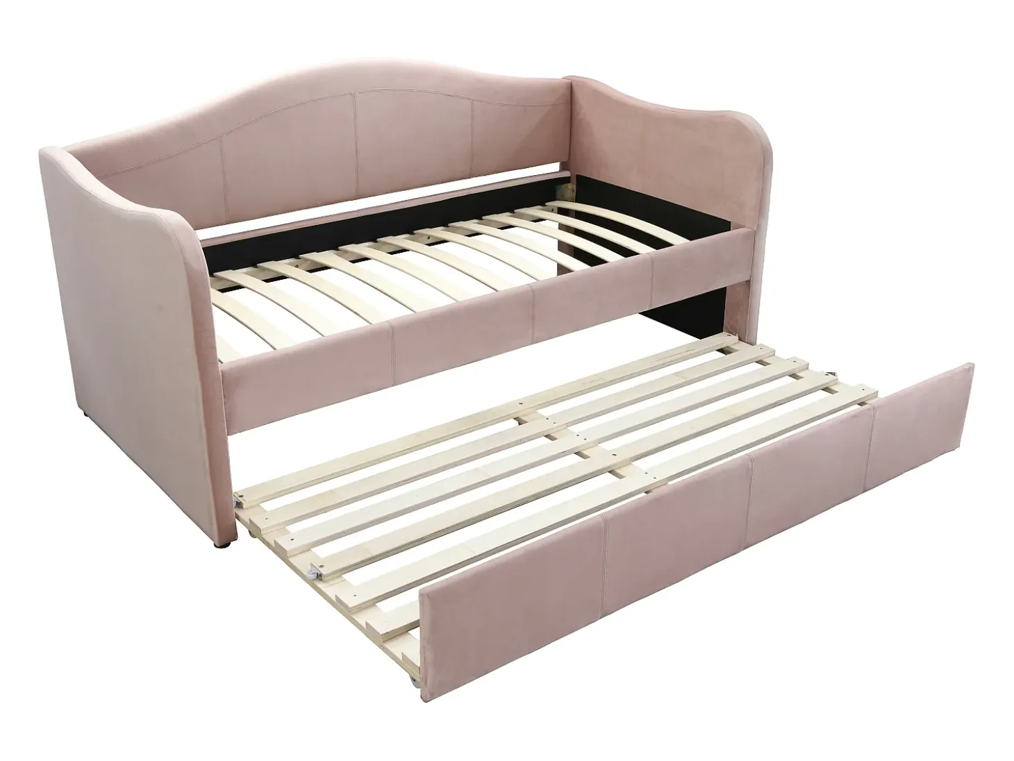 Cama auxiliar MATHILDE 2 x 90 x 190 cm veludo rosa