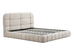 Cama baú 140 x 190 cm em tecido bouclette bege + colchão - FORIOSY