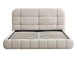 Cama baú 140 x 190 cm em tecido bouclette bege + colchão - FORIOSY
