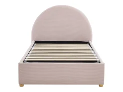 Cama baú 90 x 190 cm em veludo canelado cor rosa + colchão - LIRIMO