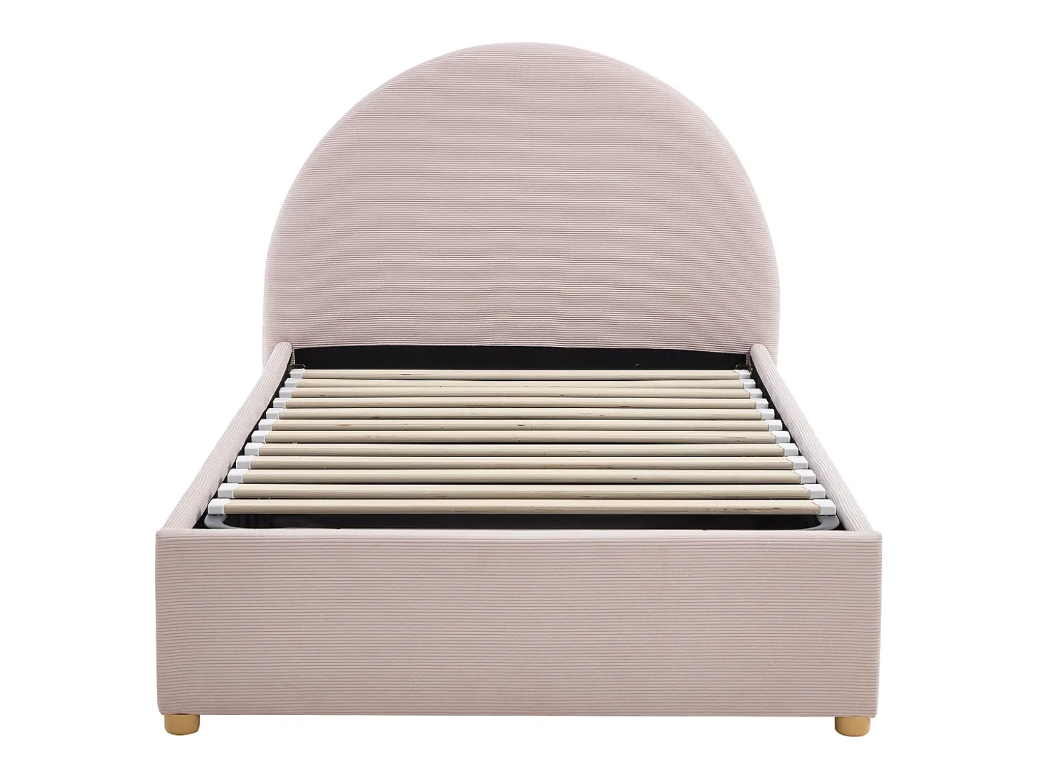 Cama baú 90 x 190 cm em veludo canelado cor rosa + colchão - LIRIMO