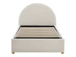 Cama baú 90 x 190 cm em veludo canelado cor bege + colchão - LIRIMO
