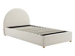 Cama baú 90 x 190 cm em veludo canelado cor bege - LIRIMO