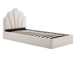 cama baú concha 90 x 190 cm tecido bege - CORALUNO