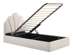 cama baú concha 90 x 190 cm tecido bege - CORALUNO