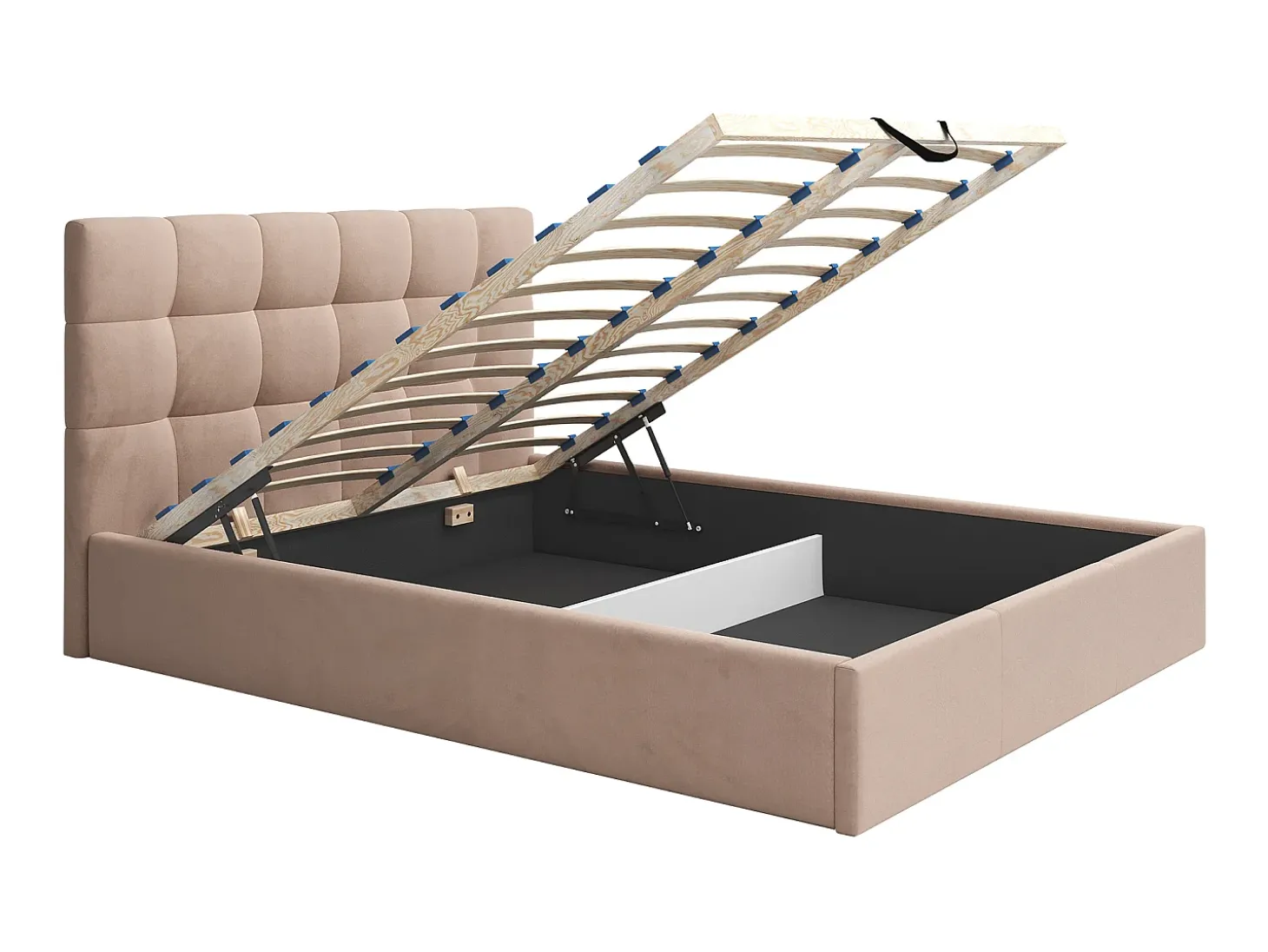 Cama baú king size 180 x 200 cm em veludo em cor bege - MIRDAL