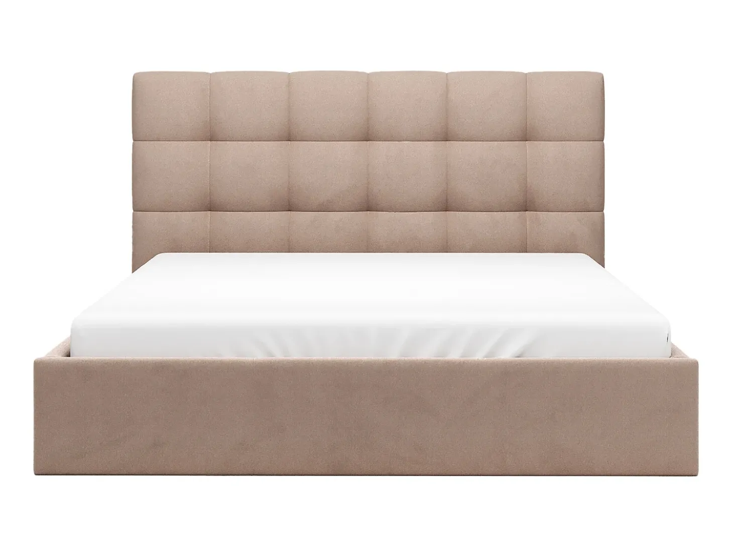 Cama baú king size 180 x 200 cm em veludo na cor bege + colchão - MIRDAL