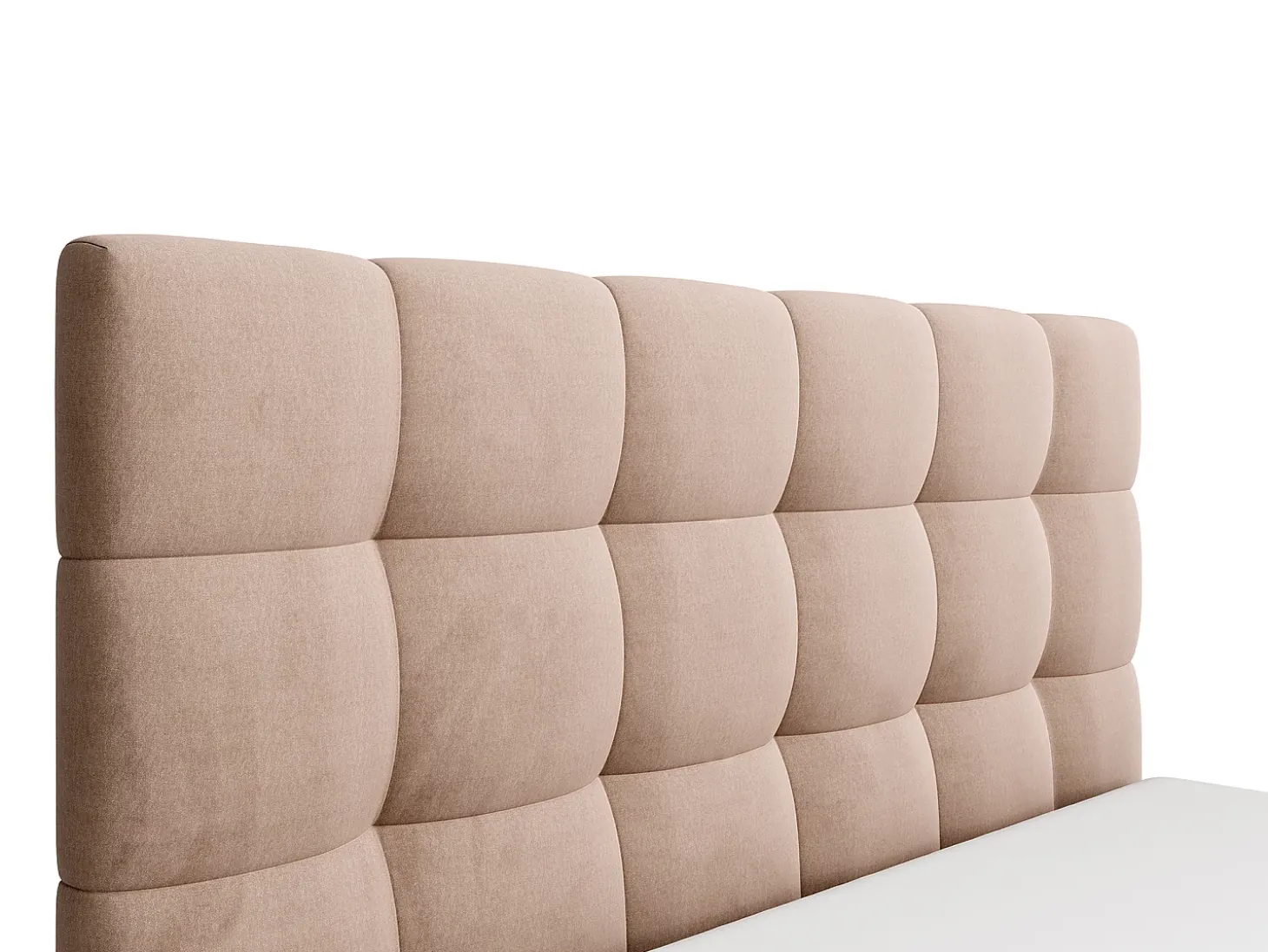 Cama baú king size 200 x 200 cm em veludo em cor bege + colchão - MIRDAL
