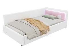 Cama banco 90x200 cm - com iluminação LED - com ripado - Branco