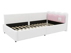 Cama banco 90x200 cm - com iluminação LED - com ripado - Branco