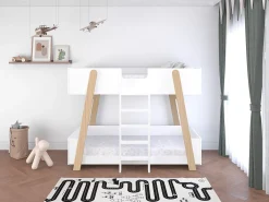 Cama beliche 90 x 190 cm branco e natural - CORODELA