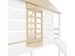 Cama beliche infantil 90x200 cm - com escorrega e cama de baixo - branco + natural (sem colchão)
