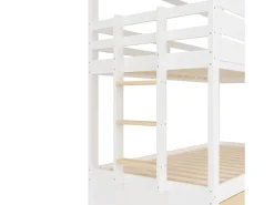Cama beliche infantil 90x200 cm - com escorrega e cama de baixo - branco + natural (sem colchão)