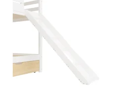 Cama beliche infantil 90x200 cm - com escorrega e cama de baixo - branco + natural (sem colchão)