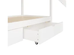 Cama beliche infantil 90x200 cm - com escorrega e 2 gavetas - branco + natural (sem colchão)