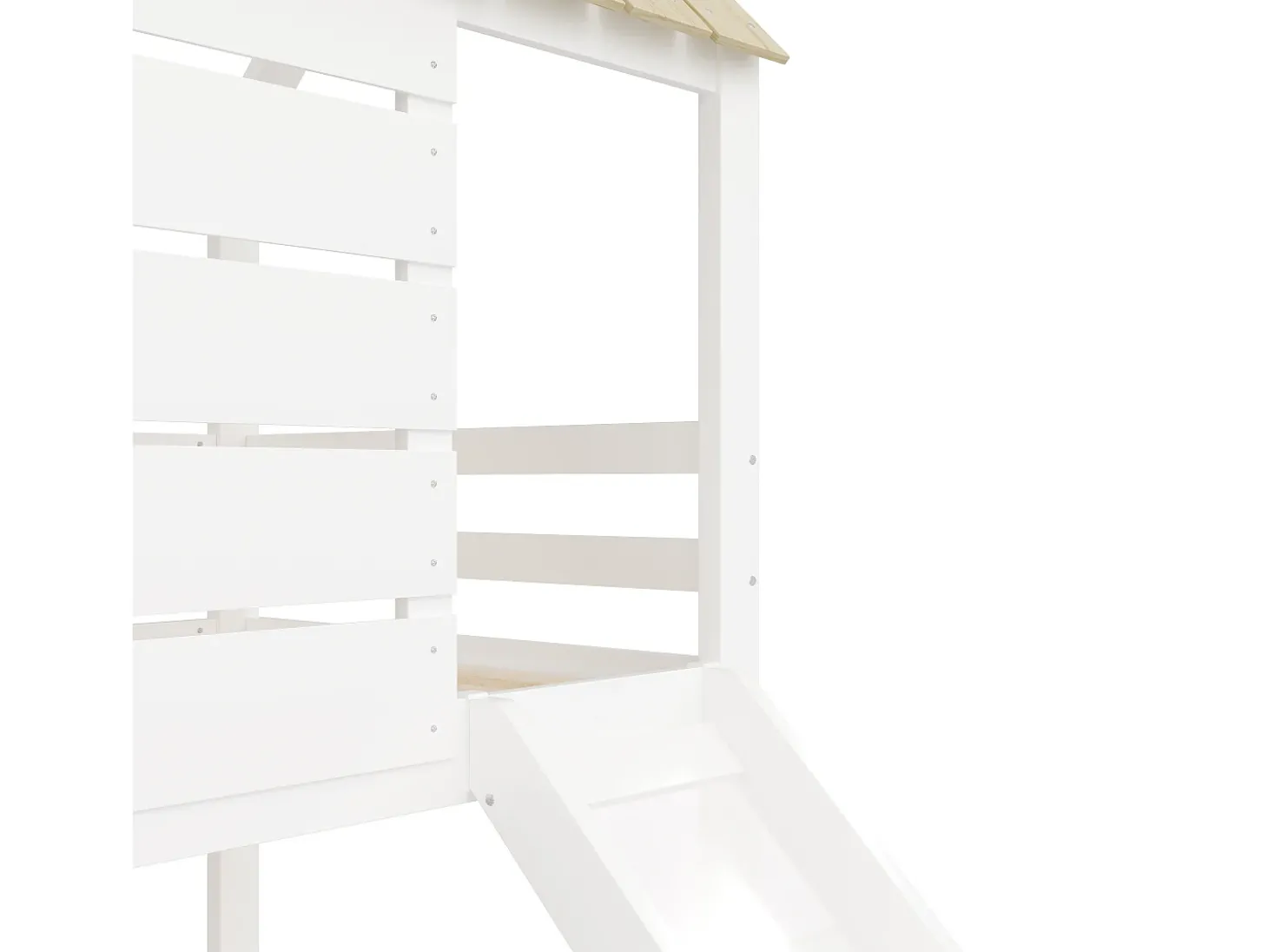 Cama beliche infantil 90x200 cm - com escorrega e 2 gavetas - branco + natural (sem colchão)